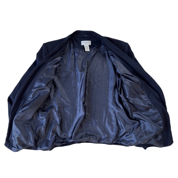 Carmen Marc Valvo Women’s Blazer Navy Blue Office Casual Preppy Fully Lined 8 - Picture 4 of 10